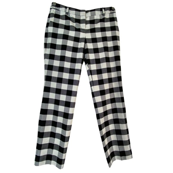 Express Columnist Ankle Low Rise Stretch Pants 6R/6R Black & White Check Preppy - Picture 1 of 6